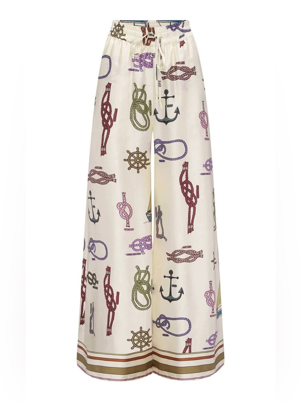 Alemais Wide Leg Drawstring Pant Ships Ahoy Print